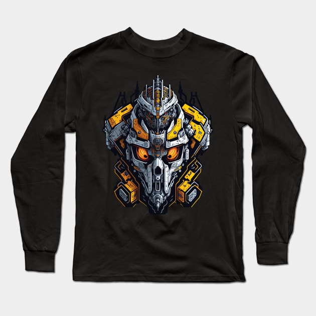 Mecha Skull S01 D57 Long Sleeve T-Shirt by Houerd